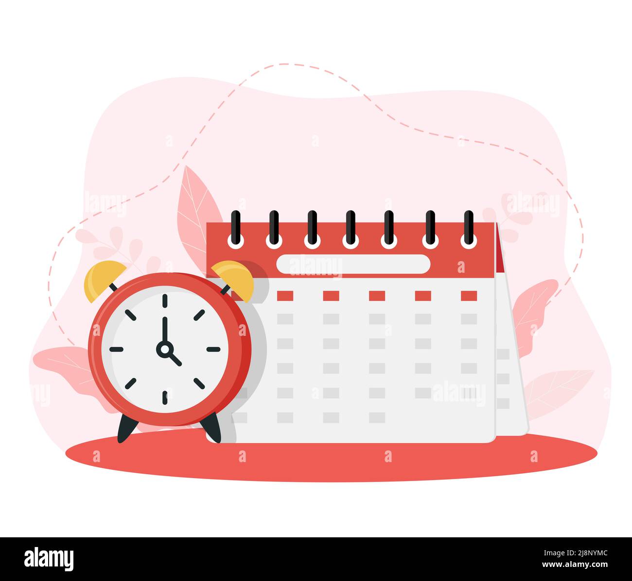 L'ora legale inizia il concetto. Gli orologi avanzano di un'ora. Calendario con data contrassegnata. L'ora legale inizia negli Stati Uniti, l'orologio di primavera cambia per il banner, Illustrazione Vettoriale