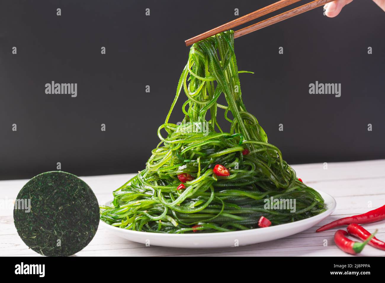 Asian Sea Food Green Kelp Silk compresso Foto Stock