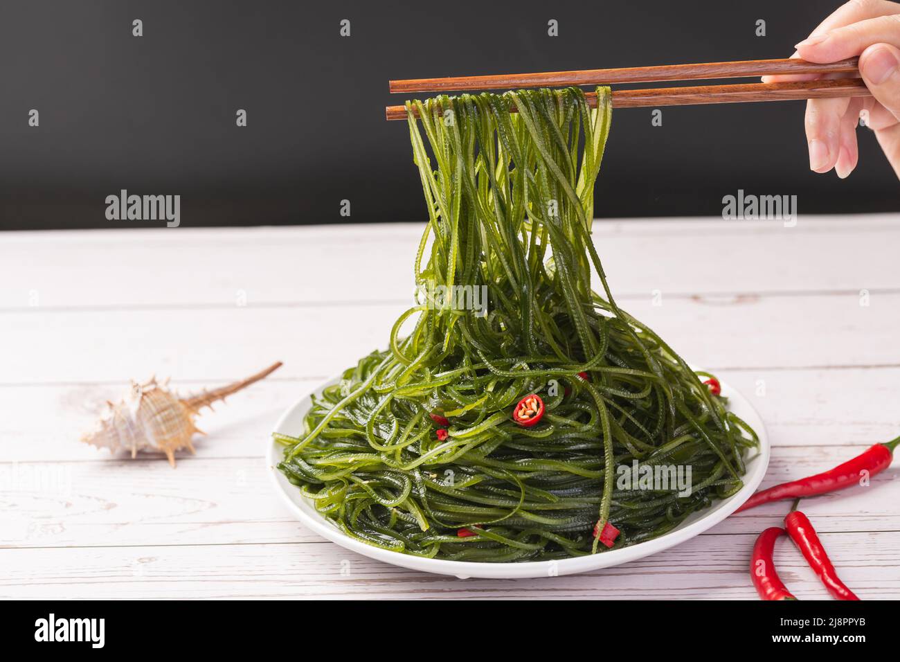 Asian Sea Food Green Kelp Silk compresso Foto Stock