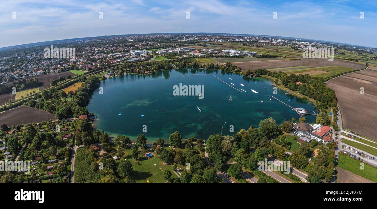 Vista aerea del Friedberger Baggersee Foto Stock