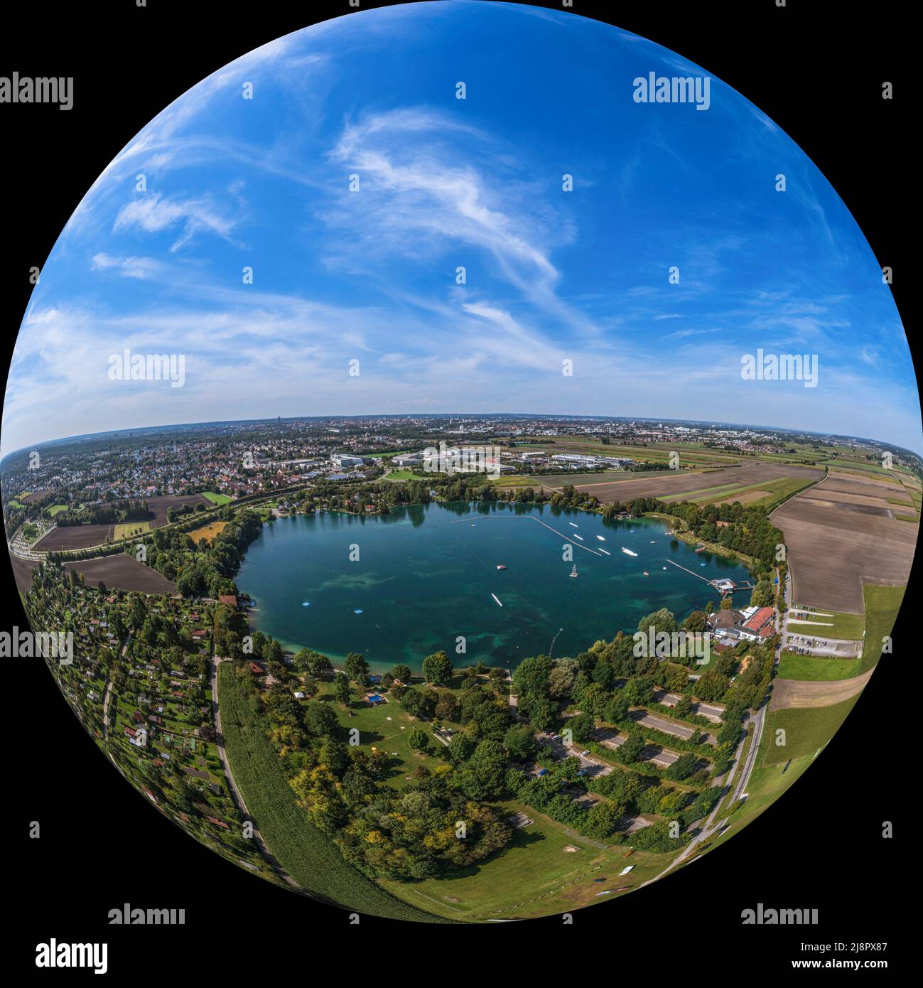 Vista aerea del Friedberger Baggersee Foto Stock