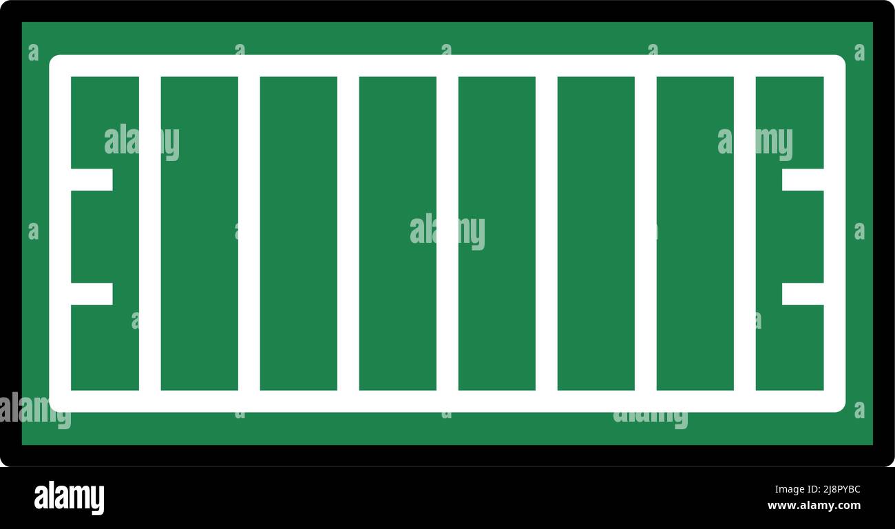 Icona del contrassegno del campo di calcio americano. Contorno grassetto modificabile con disegno di riempimento a colori. Illustrazione vettoriale. Illustrazione Vettoriale