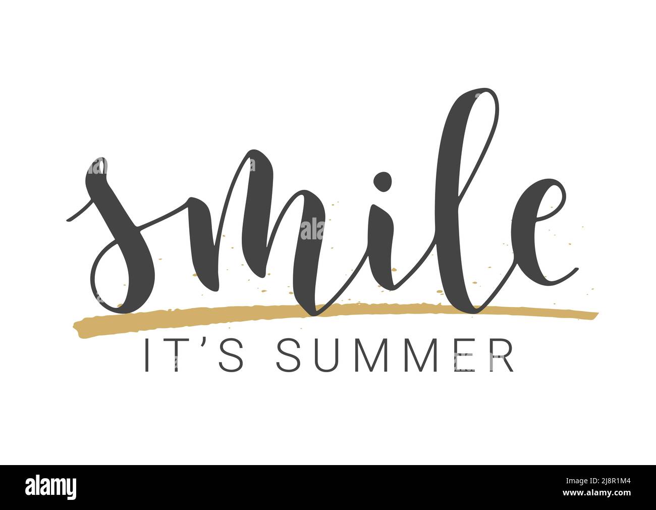 Illustrazione vettoriale. Scritta a mano di Smile è estate. Modello per banner, biglietti, etichette, cartoline, poster, Adesivo, prodotto a stampa o Web. Illustrazione Vettoriale