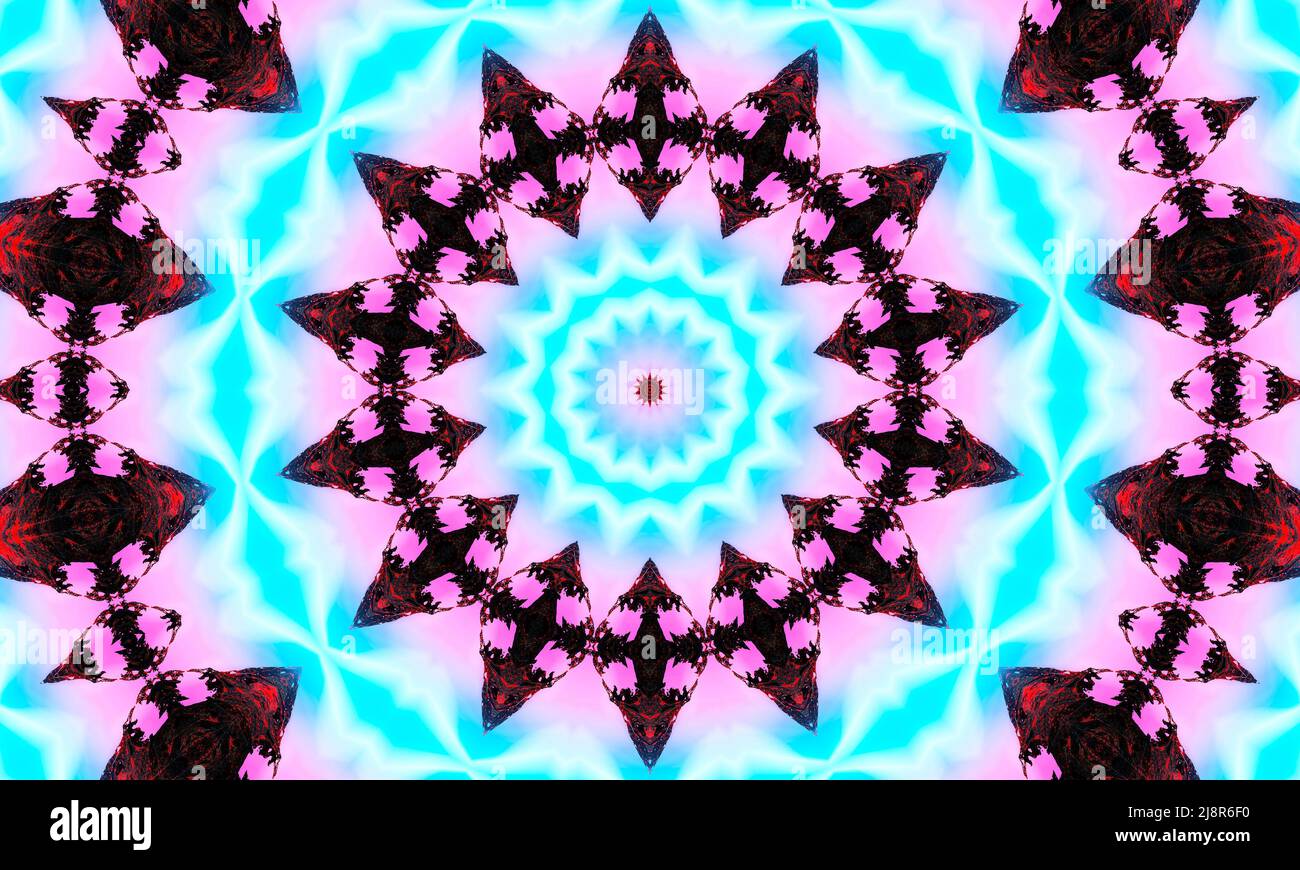 Carta da parati groovy. Bianco Ripeti Batik. Colore geometrico nero. Orrore psichedelico mistico. Rug geometrico bianco. Carta da parati mistica senza cuciture. Piazza nera Foto Stock