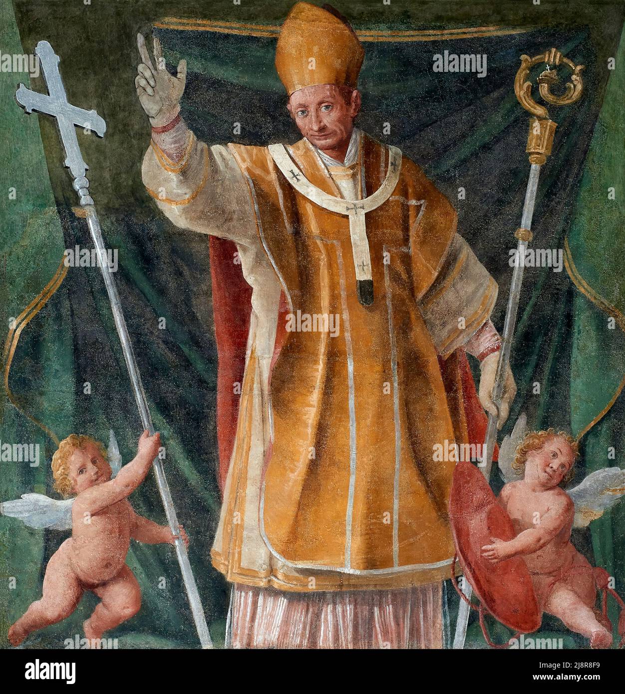 San Carlo Borromeo - affianco - piazzola lombardo del XVII secolo - Castellanza (va),Italia, chiesa di San Giulio Foto Stock