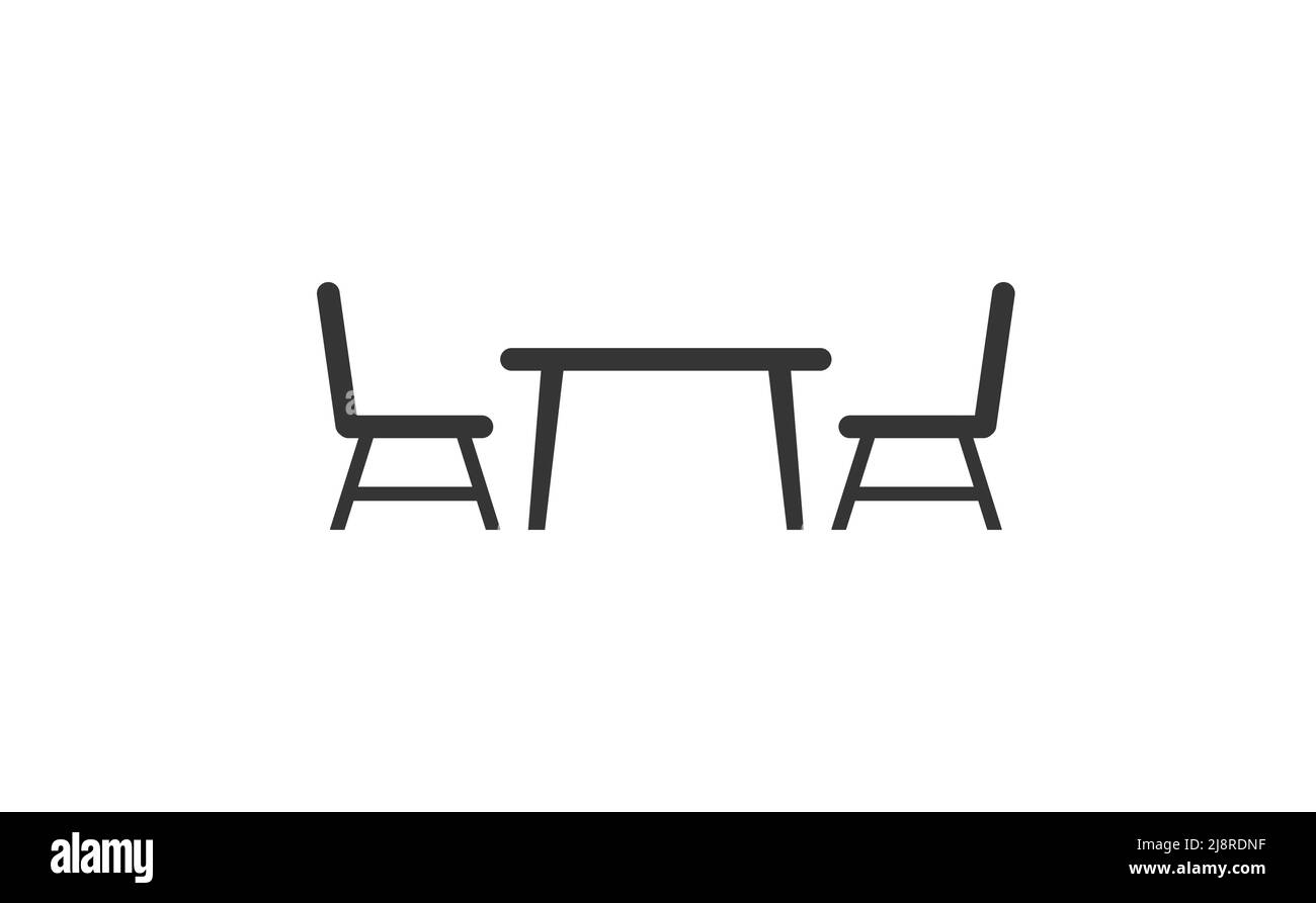 Bar o icona dell'hotel con tavolo e sedia Illustrazione Vettoriale