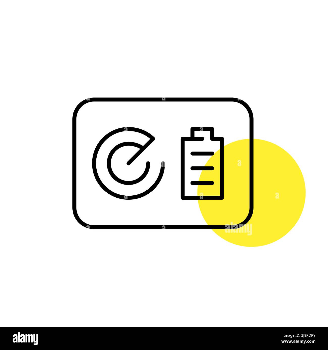 Eseguire il drone del controllo da terra utilizzando un tablet. Radar che cerca la posizione e lo stato di carica della batteria. Icona pixel Perfect line art Illustrazione Vettoriale