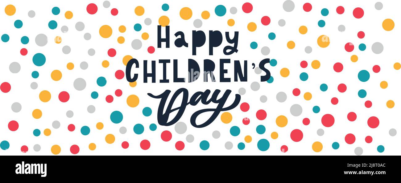 Buon giorno dei bambini. Frase vacanza. Lettere vettoriali disegnate a mano Illustrazione Vettoriale