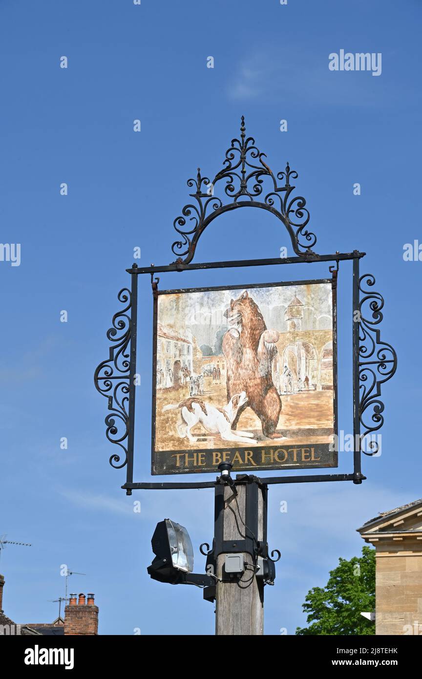L'insegna Bear Hotel a Woodstock, Oxfordshire Foto Stock