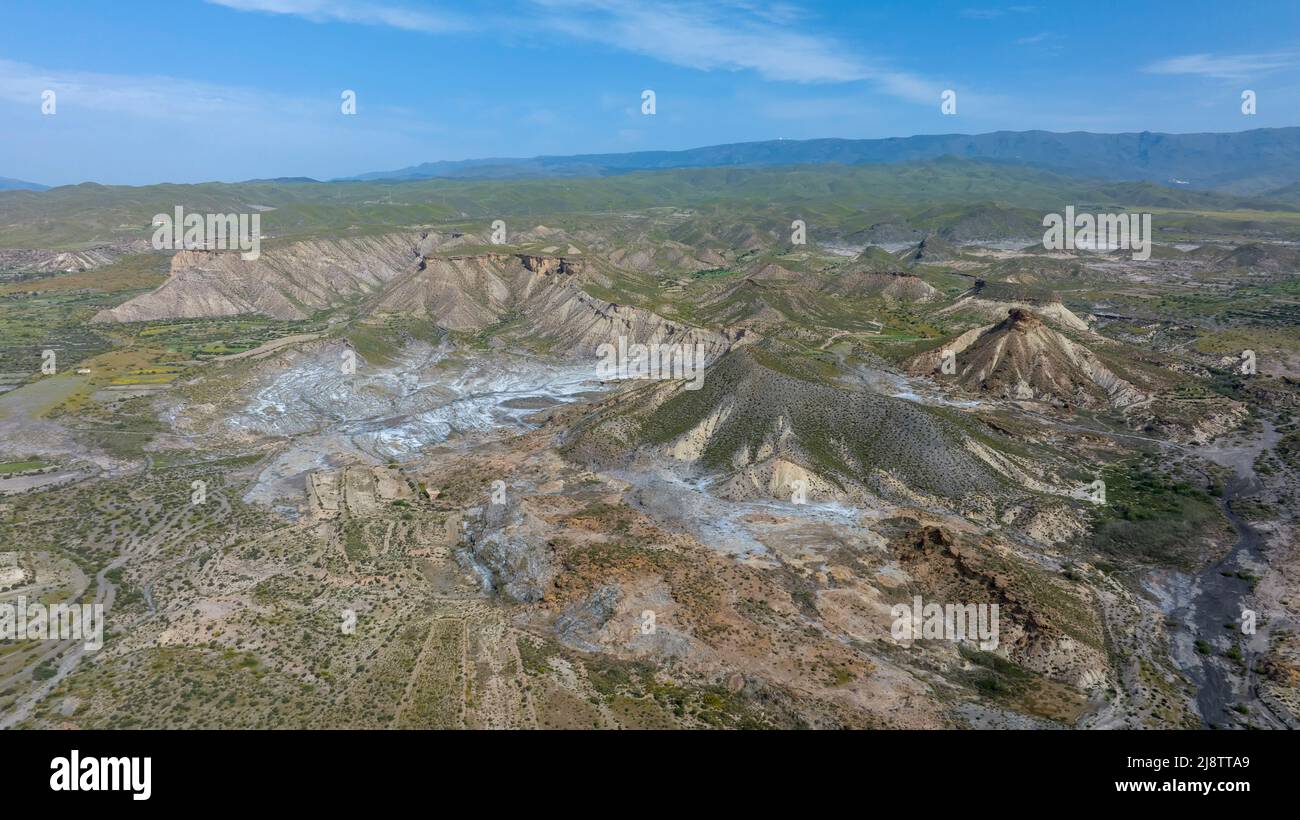 Vista dell'immenso deserto di Taberna in provincia di Almeria, Spagna Foto Stock