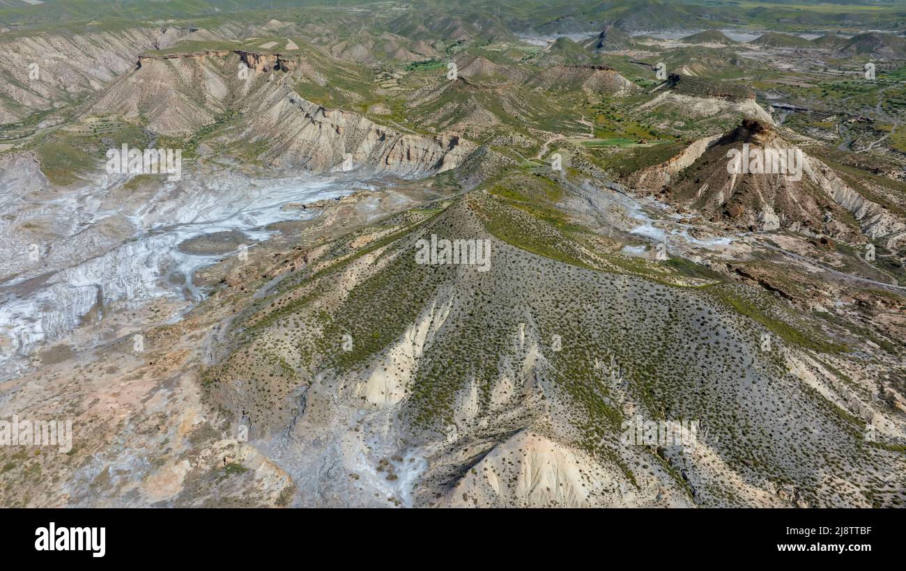 Vista dell'immenso deserto di Taberna in provincia di Almeria, Spagna Foto Stock