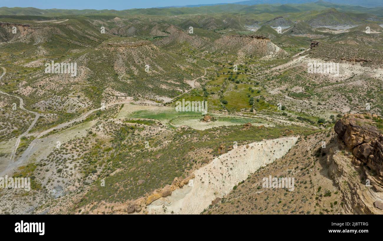 Vista dell'immenso deserto di Taberna in provincia di Almeria, Spagna Foto Stock