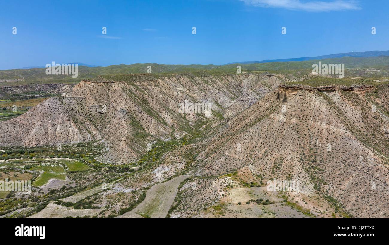 Vista dell'immenso deserto di Taberna in provincia di Almeria, Spagna Foto Stock