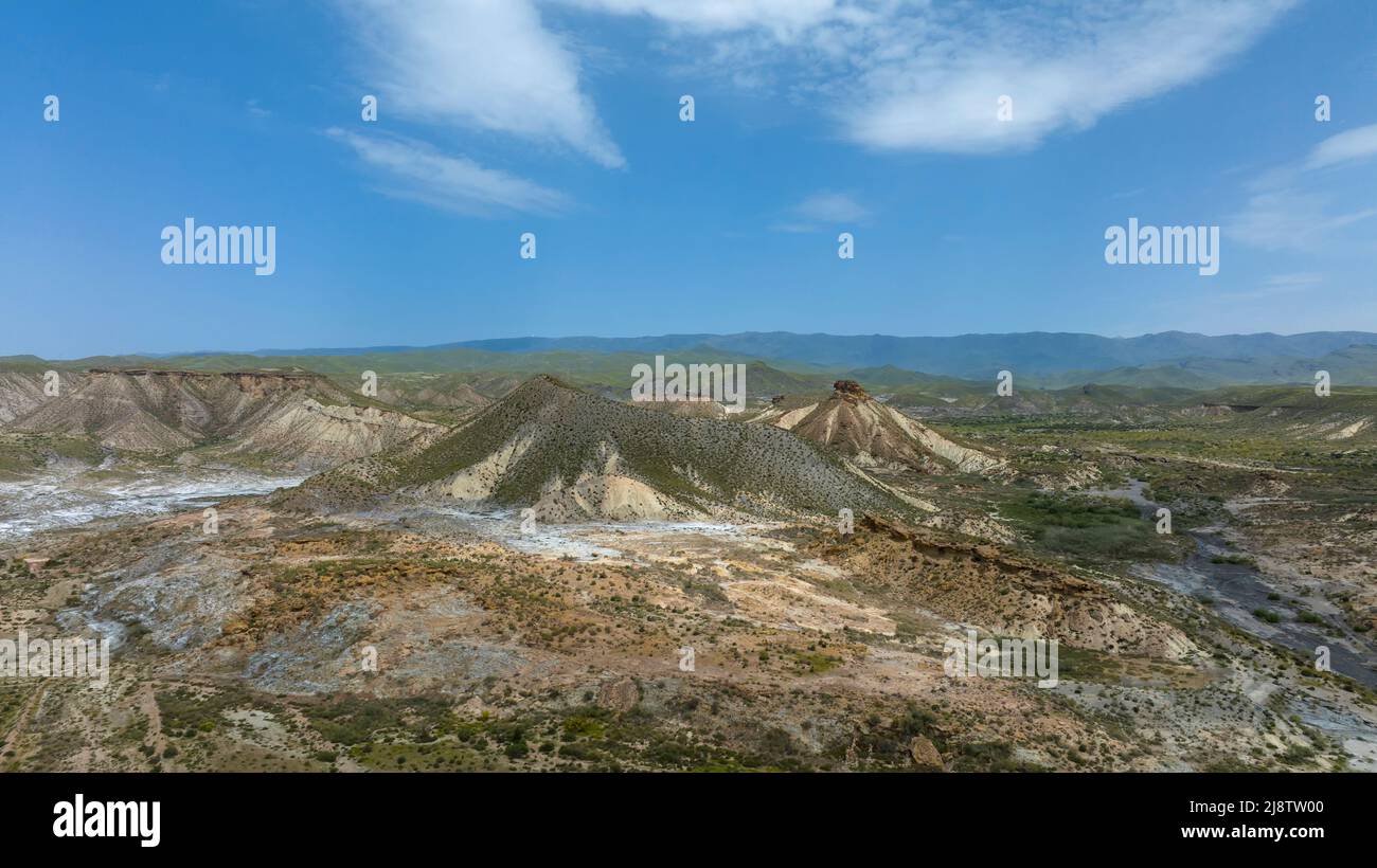 Vista dell'immenso deserto di Taberna in provincia di Almeria, Spagna Foto Stock