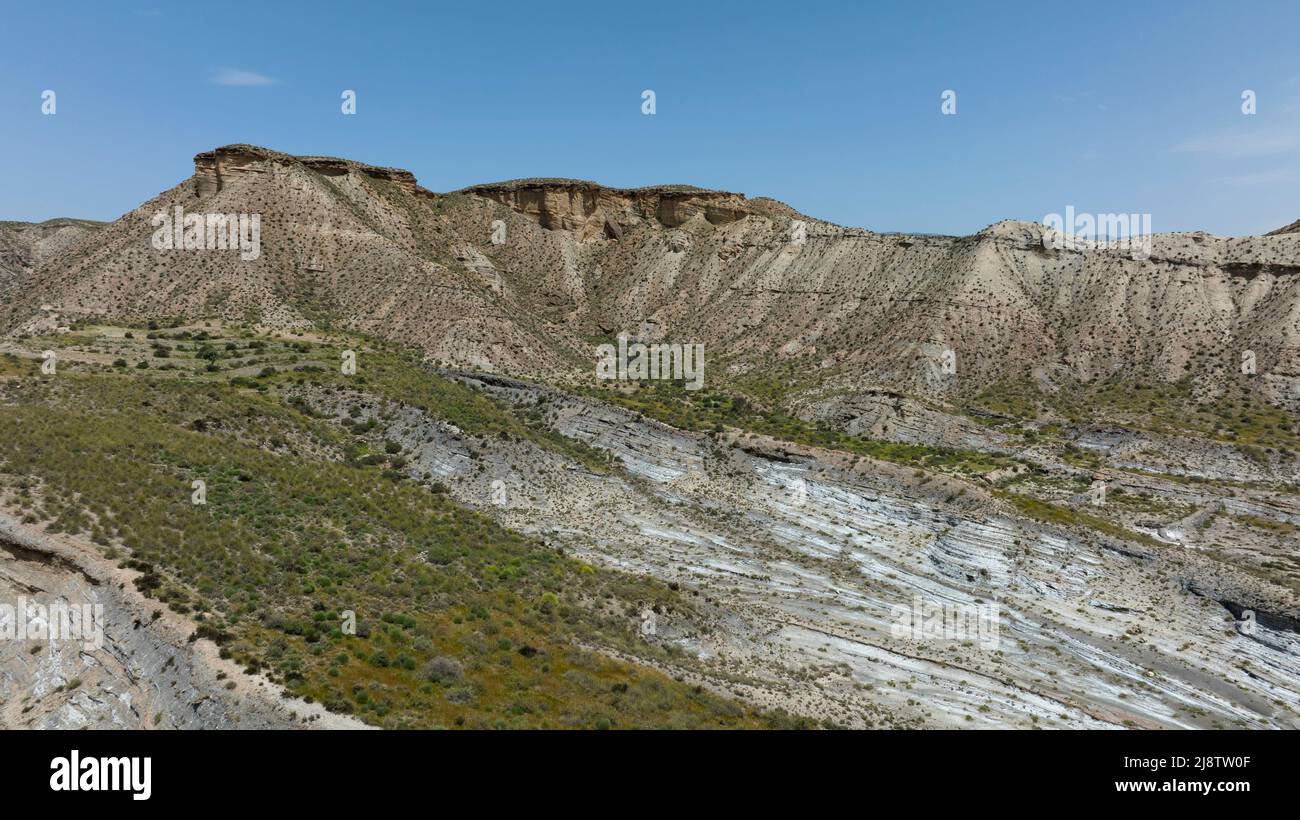 Vista dell'immenso deserto di Taberna in provincia di Almeria, Spagna Foto Stock