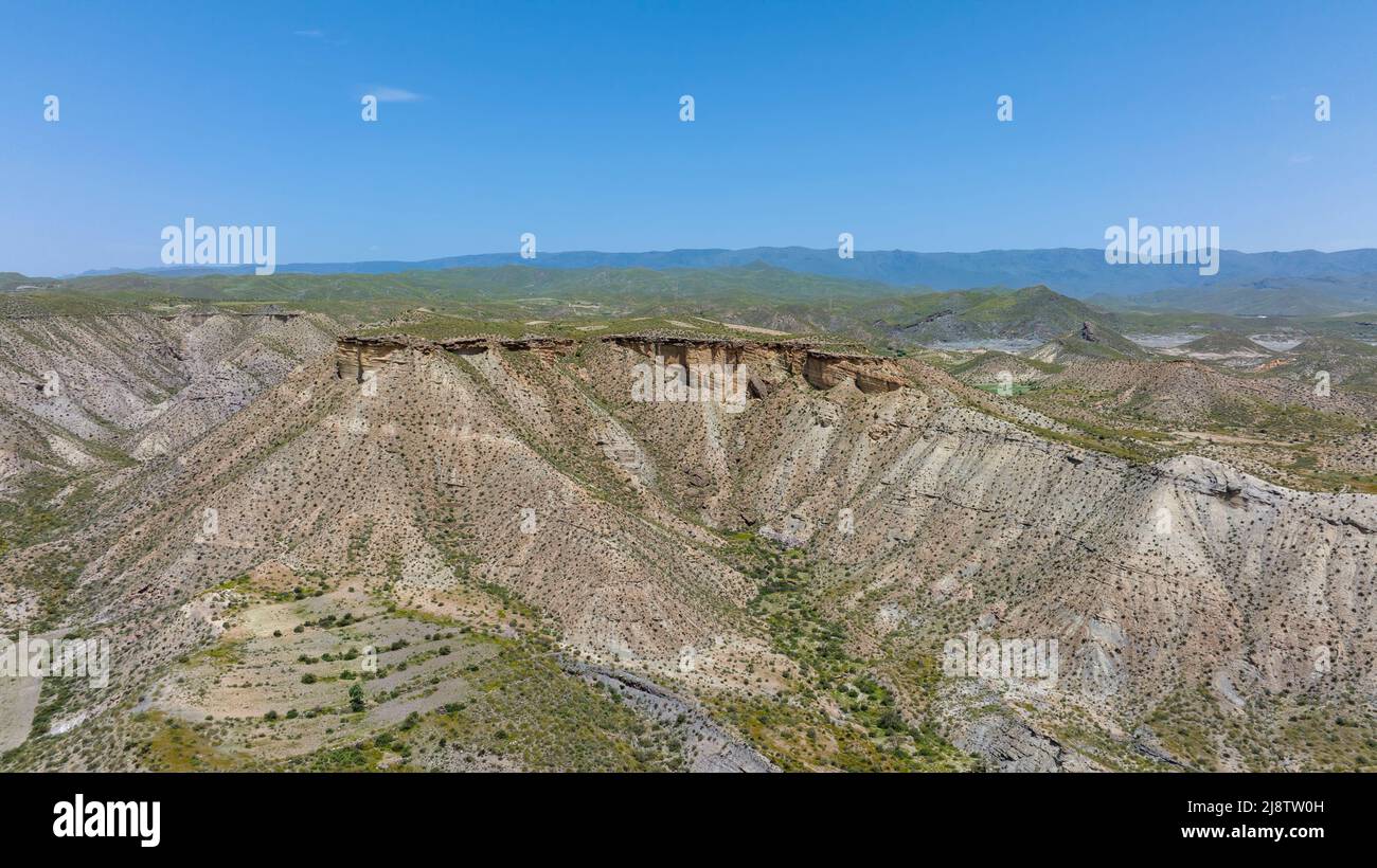 Vista dell'immenso deserto di Taberna in provincia di Almeria, Spagna Foto Stock