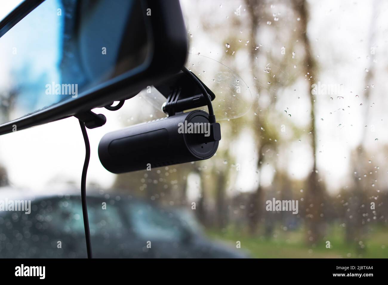 Telecamera DVR sul parabrezza dell'auto Foto Stock