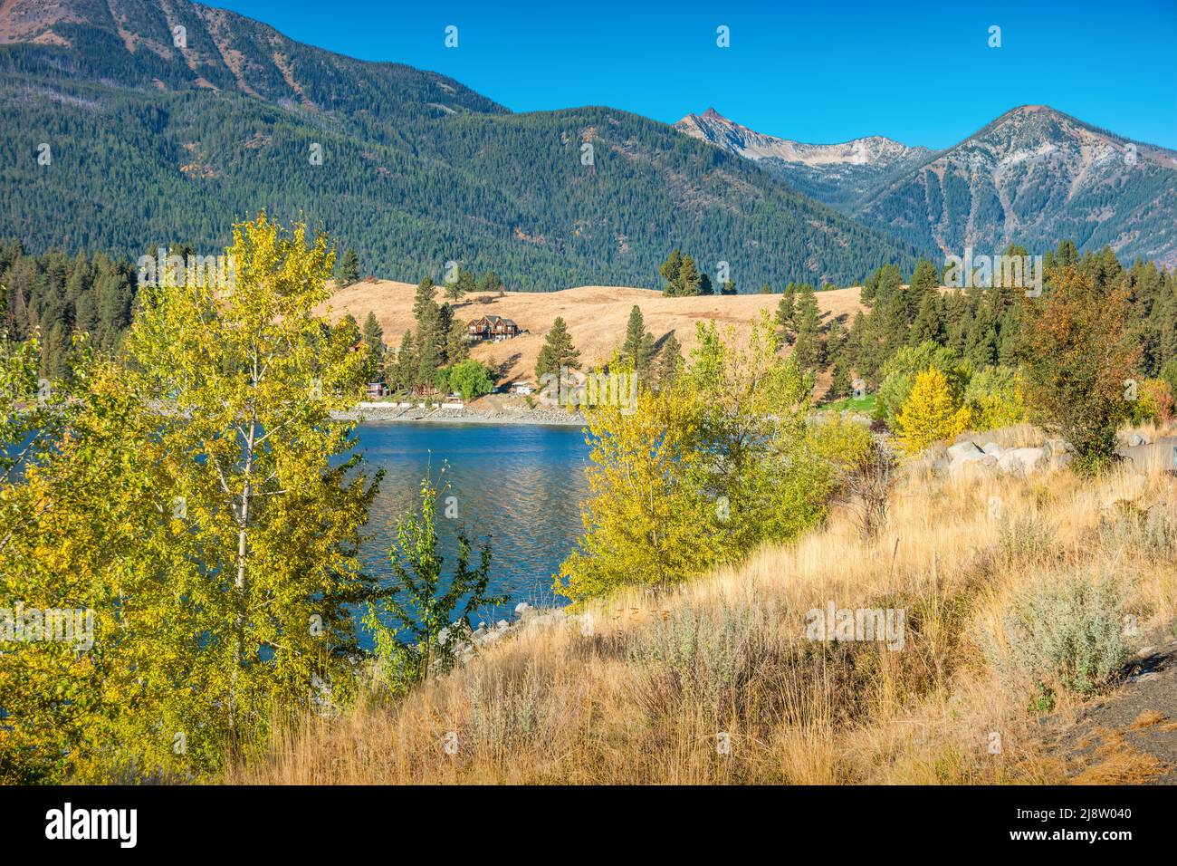 Lago Wallowa e Wallowa Mountains nella Wallowa-Whitman National Forest vicino a Joseph, Oregon, USA. Foto Stock