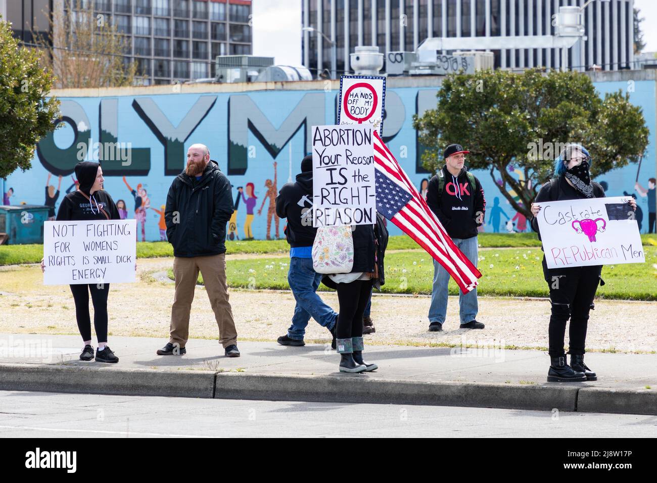 La protesta della scelta pro nella giornata delle madri. Olympia, Washington, USA, 8 maggio 2022 Foto Stock