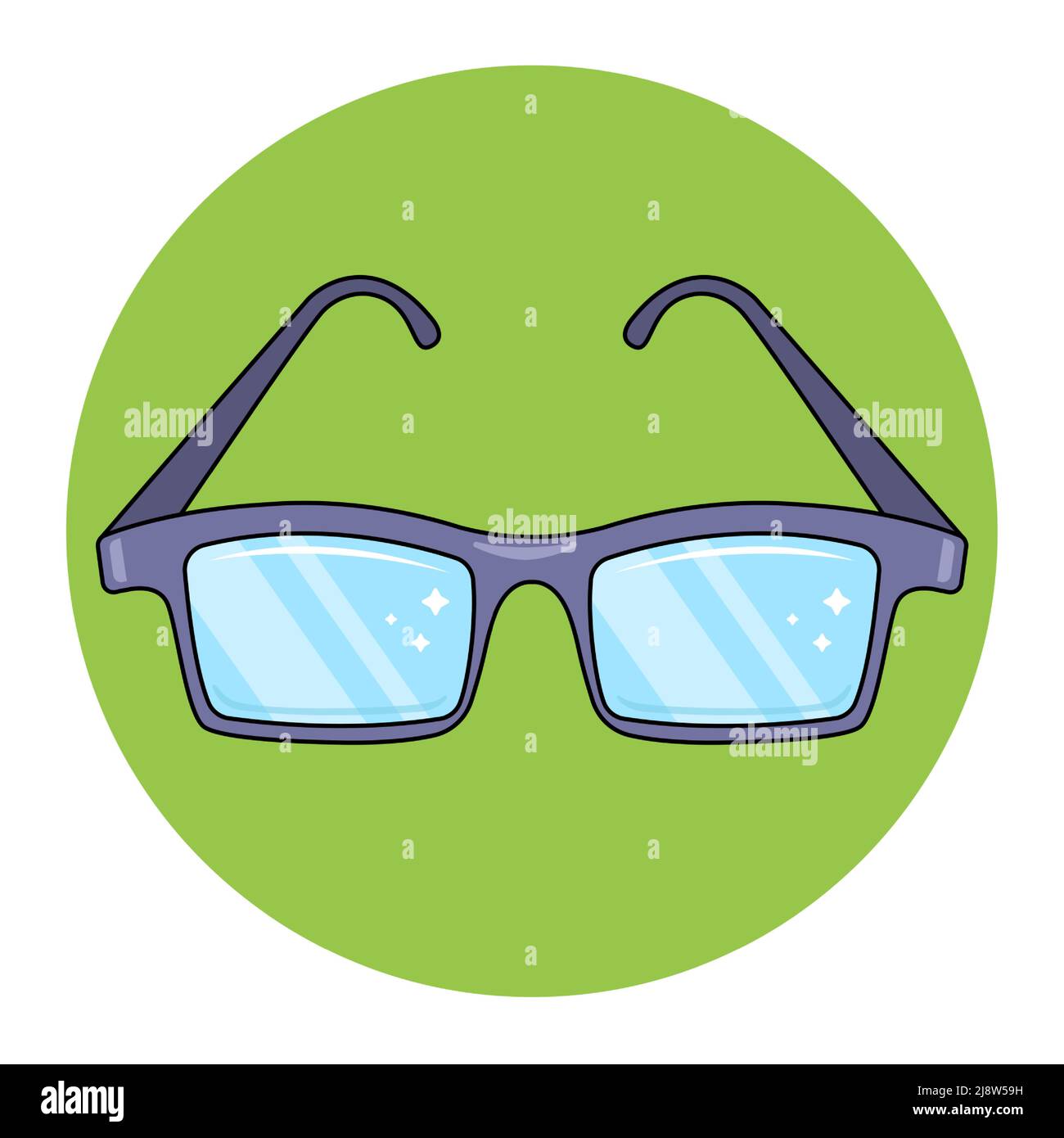occhiali da lettura neri per uso medico. accessori per persone ipovedenti. illustrazione vettoriale piatta. Illustrazione Vettoriale