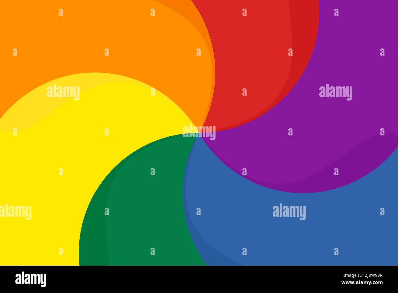 Colori arcobaleno sfondo colorato con Ray star curvo Sunburst sfondo. Colori della bandiera Swirl Pride. Illustrazione vettoriale Illustrazione Vettoriale