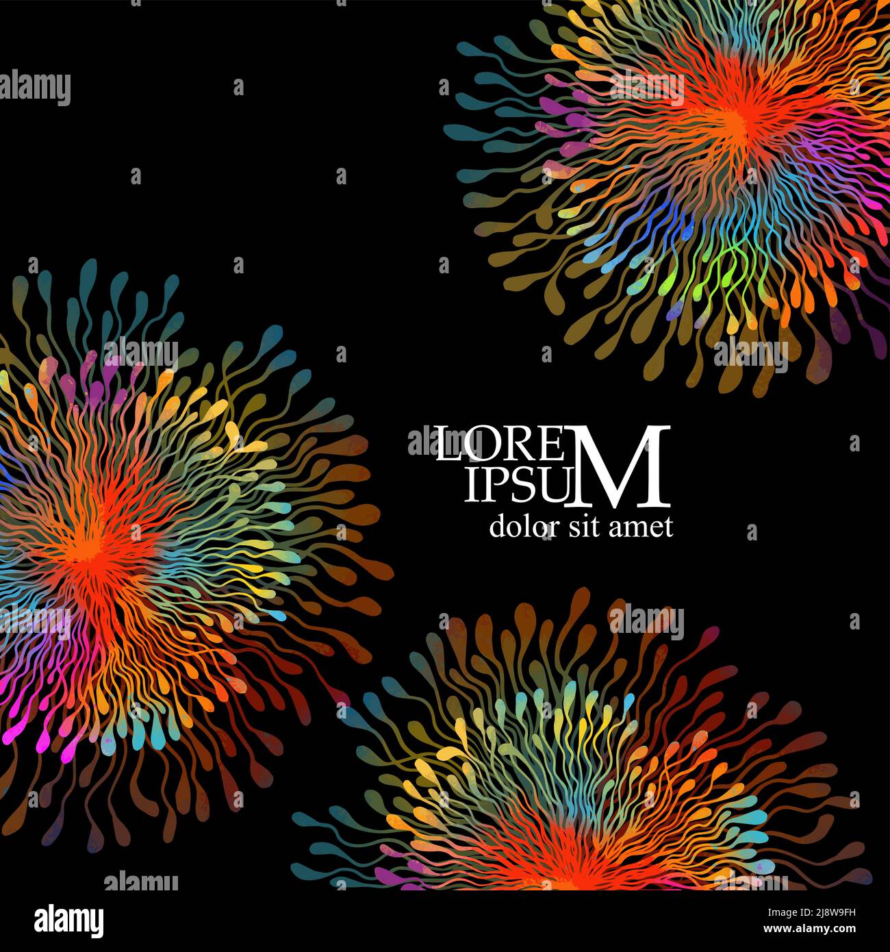 Sfondo per i fuochi d'artificio multicolore di testo. Fiori multicolore. Illustrazione vettoriale Illustrazione Vettoriale