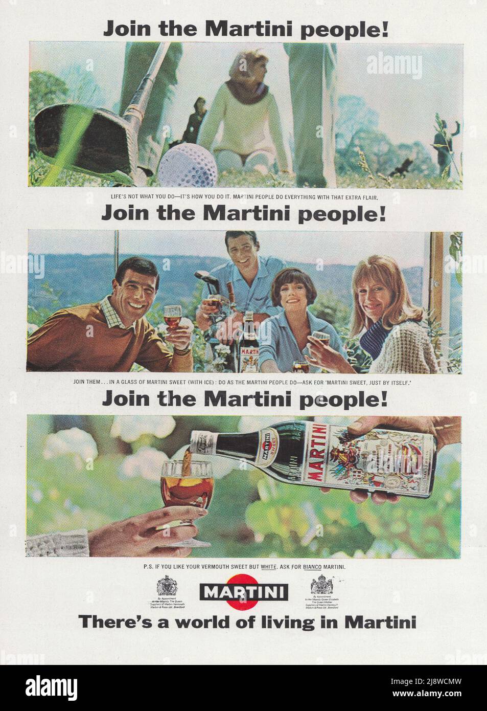 Martini vintage advertt paper ad 1970s Martini bianco martini rosso Foto Stock