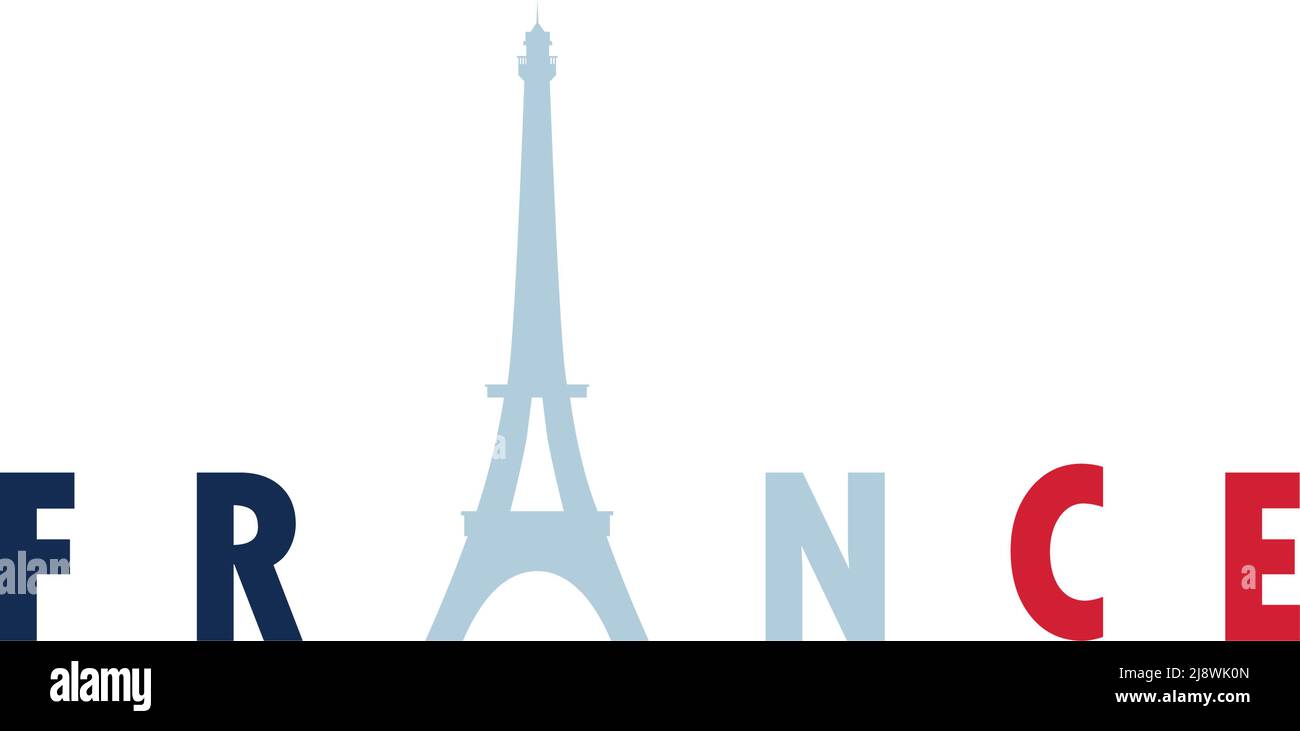 scritta francese con una torre eiffel Illustrazione Vettoriale
