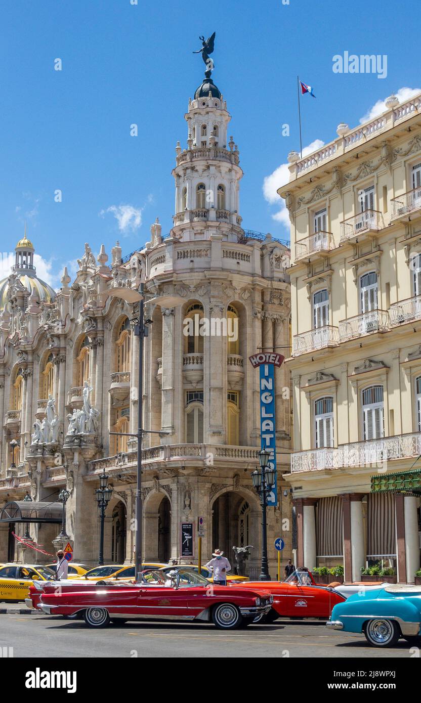 Hotel Inglaterra e Gran Teatro de la Habana, Paseo del Prado, Old Havana, Havana, la Habana, Repubblica di Cuba Foto Stock