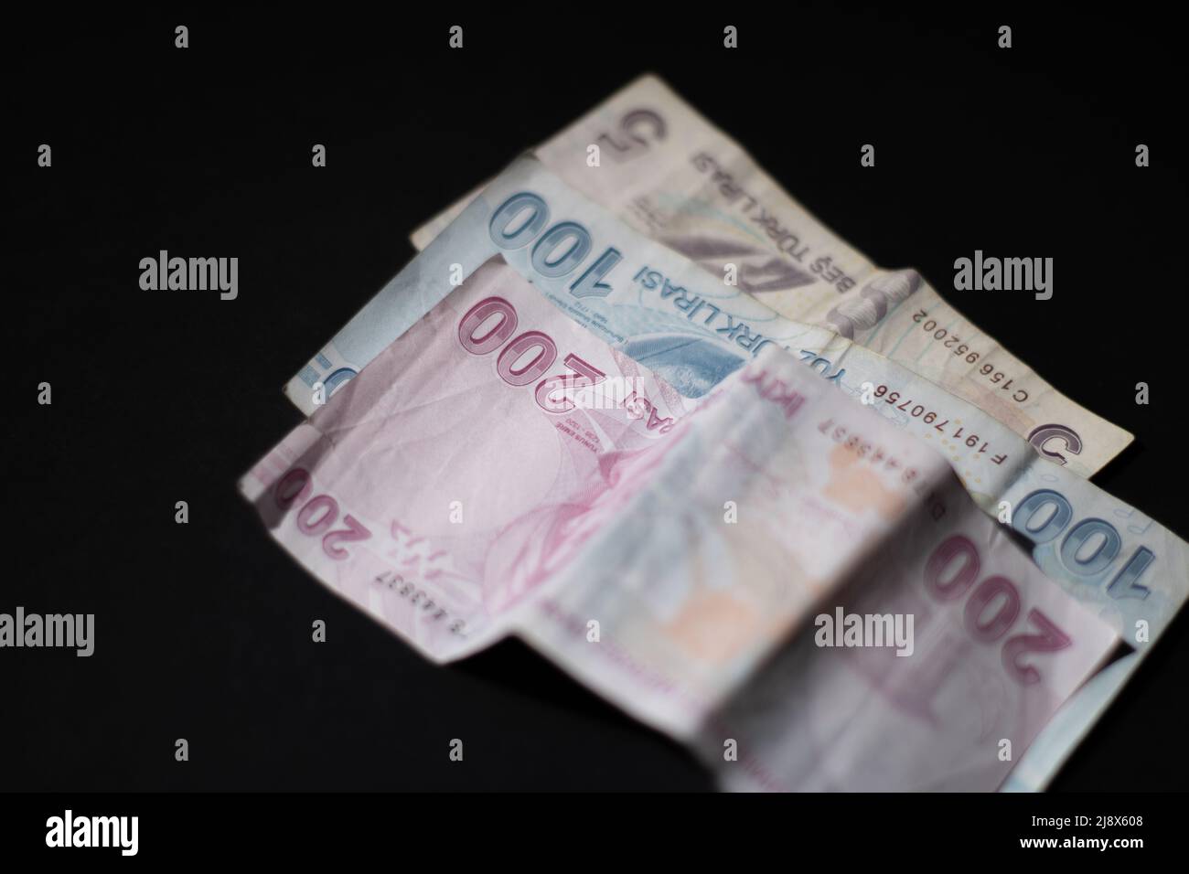 200, 100 e 5 tagli Foto Stock