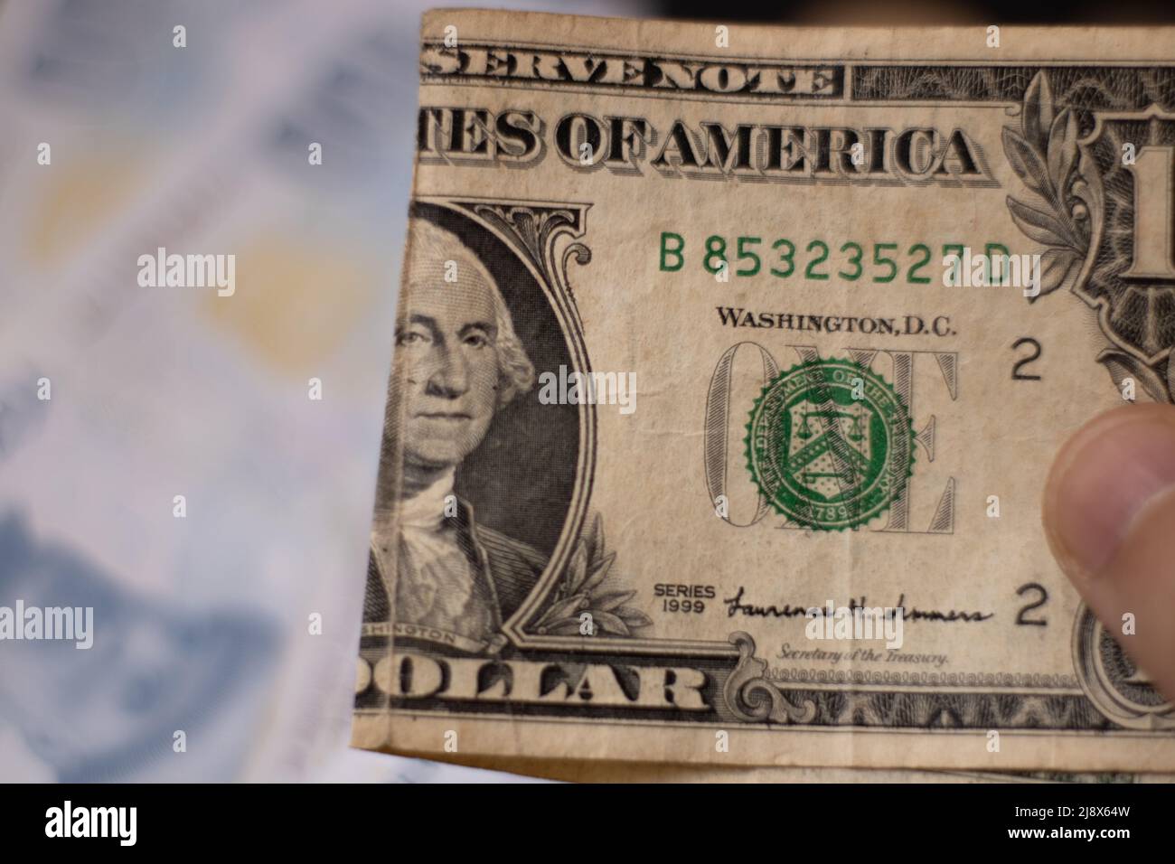 Un dollaro Bill con Washington Foto Stock