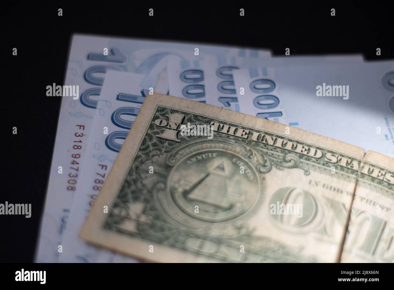 1 dollari e 100 tagli Foto Stock