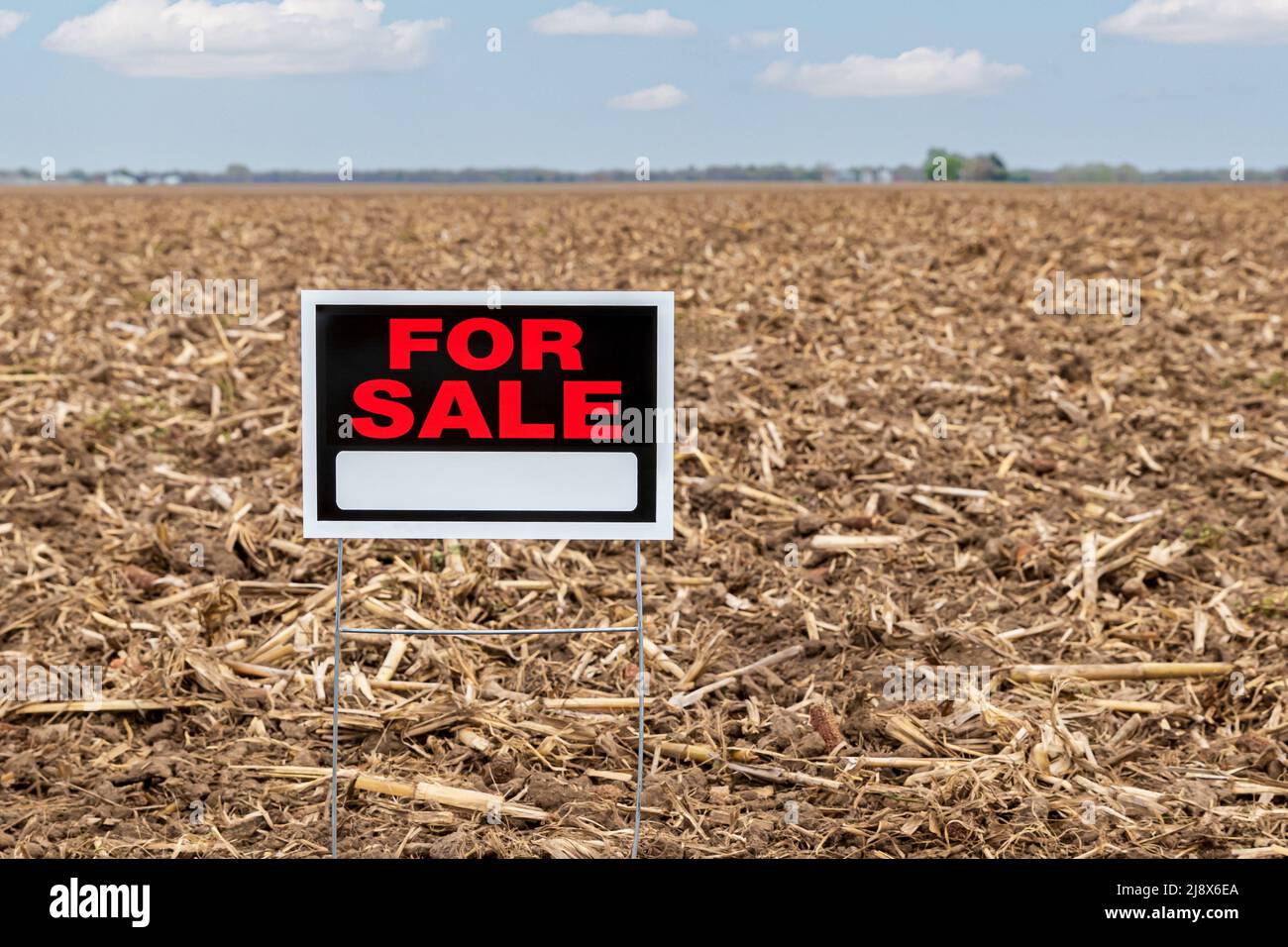 Terreno agricolo in vendita. Mercato immobiliare agricolo, valore del terreno agricolo e concetto di prezzo. Foto Stock