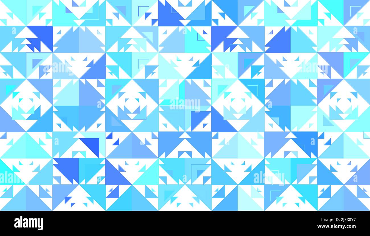 triangolo astratto blu estate, motivo di freccia geometrico texture sfondo, illustrazione, linea naturale arte Foto Stock