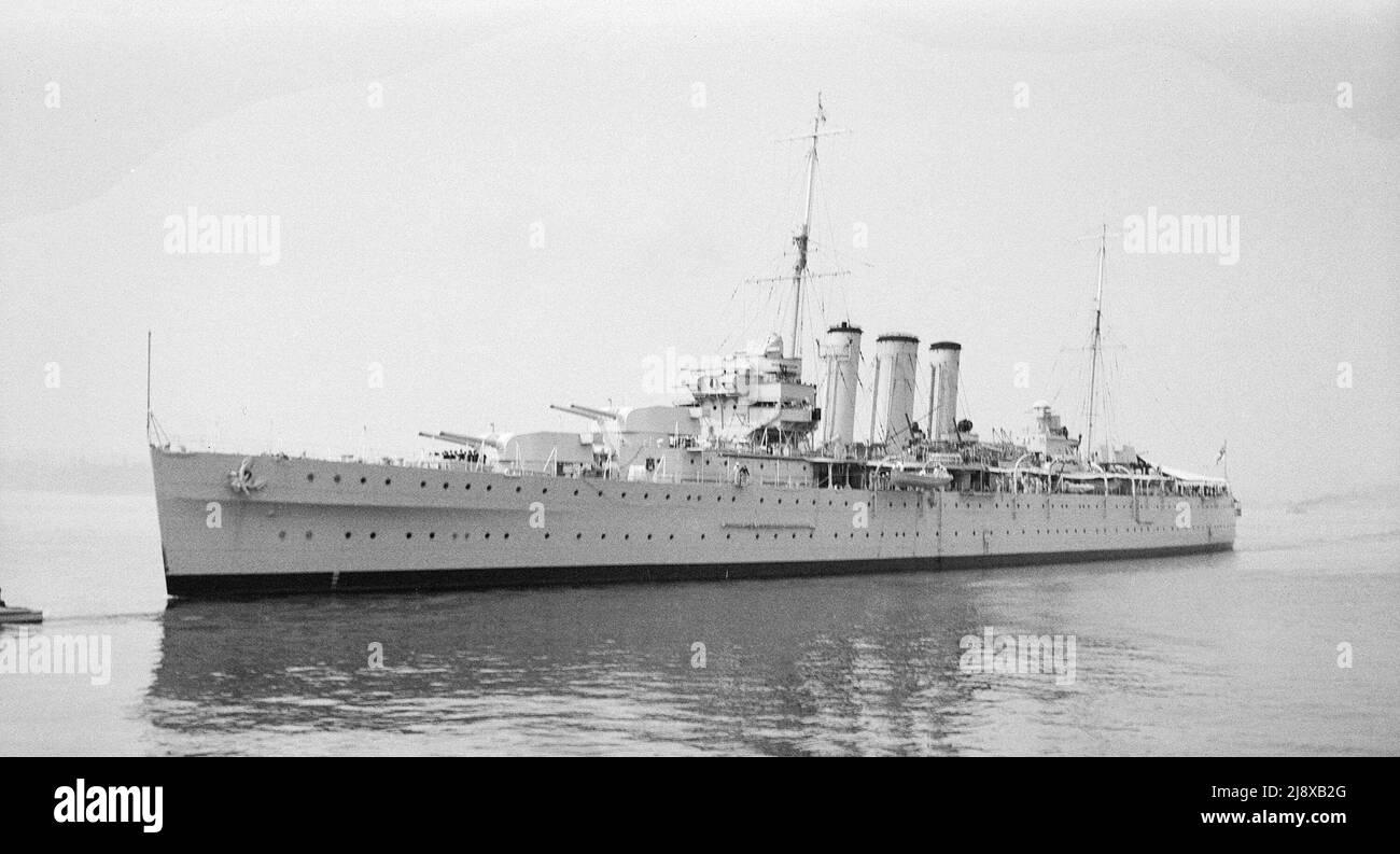 HMS Norfolk a Vancouver ca. 1934 Foto Stock