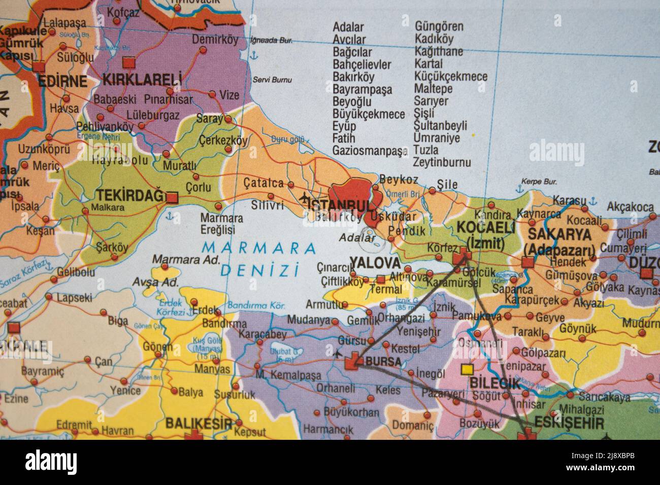 Focus sulla regione di Marmara in Turchia Foto Stock