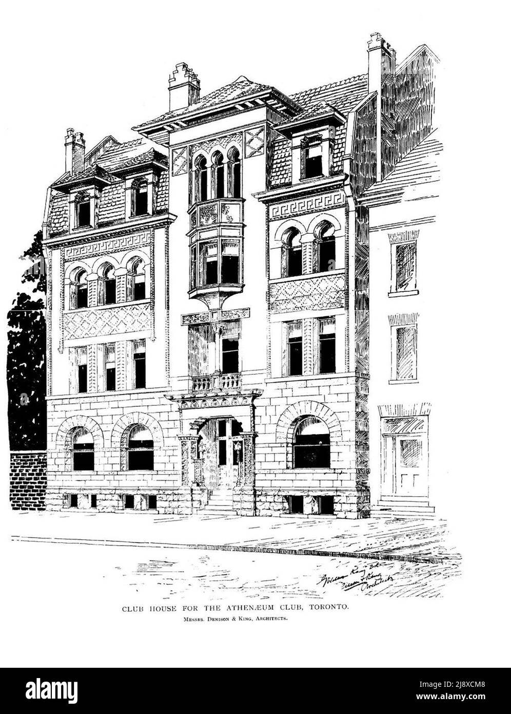 Schizzo architettonico dell'Athnaeum Club in Church Street, Toronto, Canada ca. 1891 Foto Stock