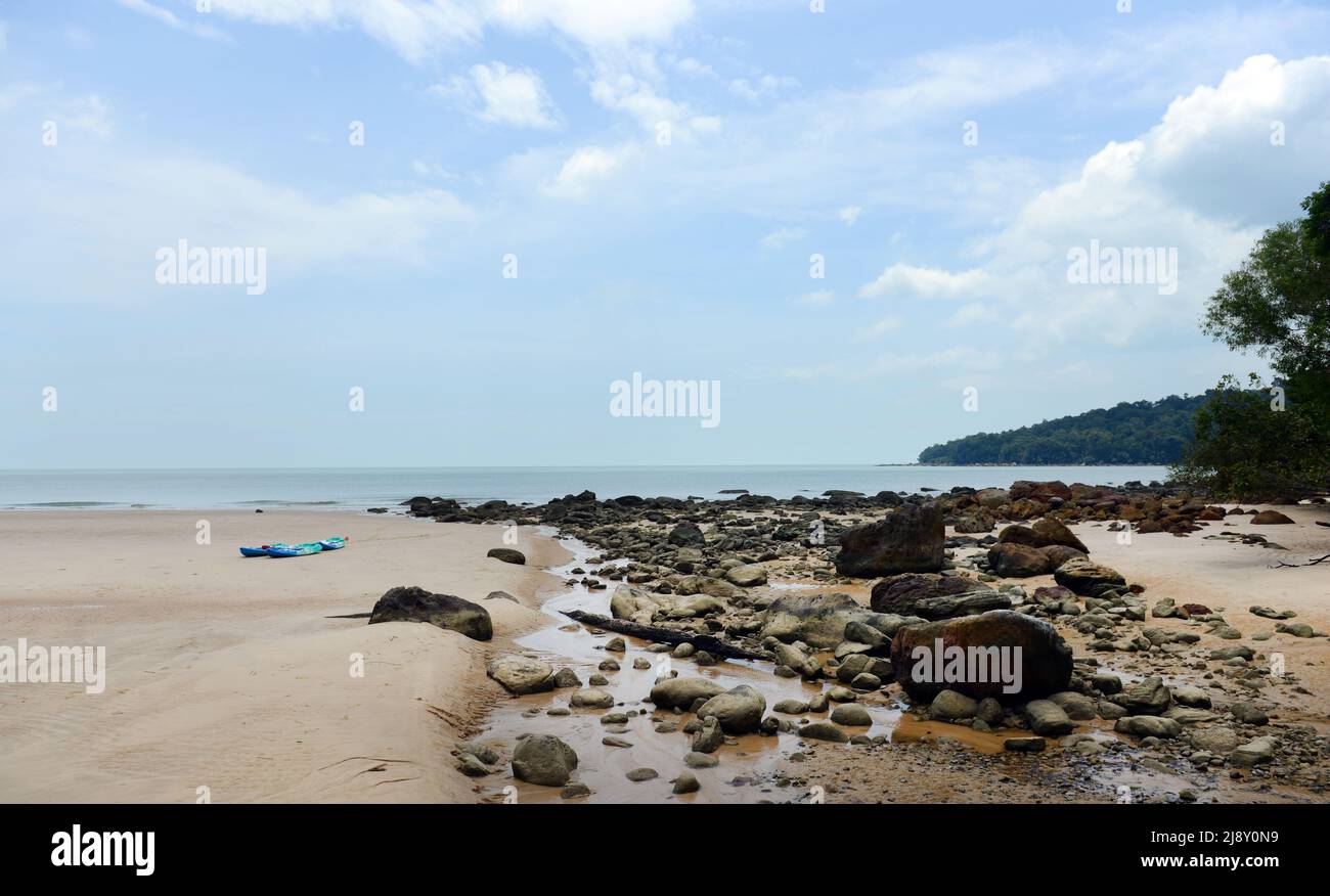 Spiaggia di Damai, Penisola di Santubong, Sarawak, Malesia. Foto Stock