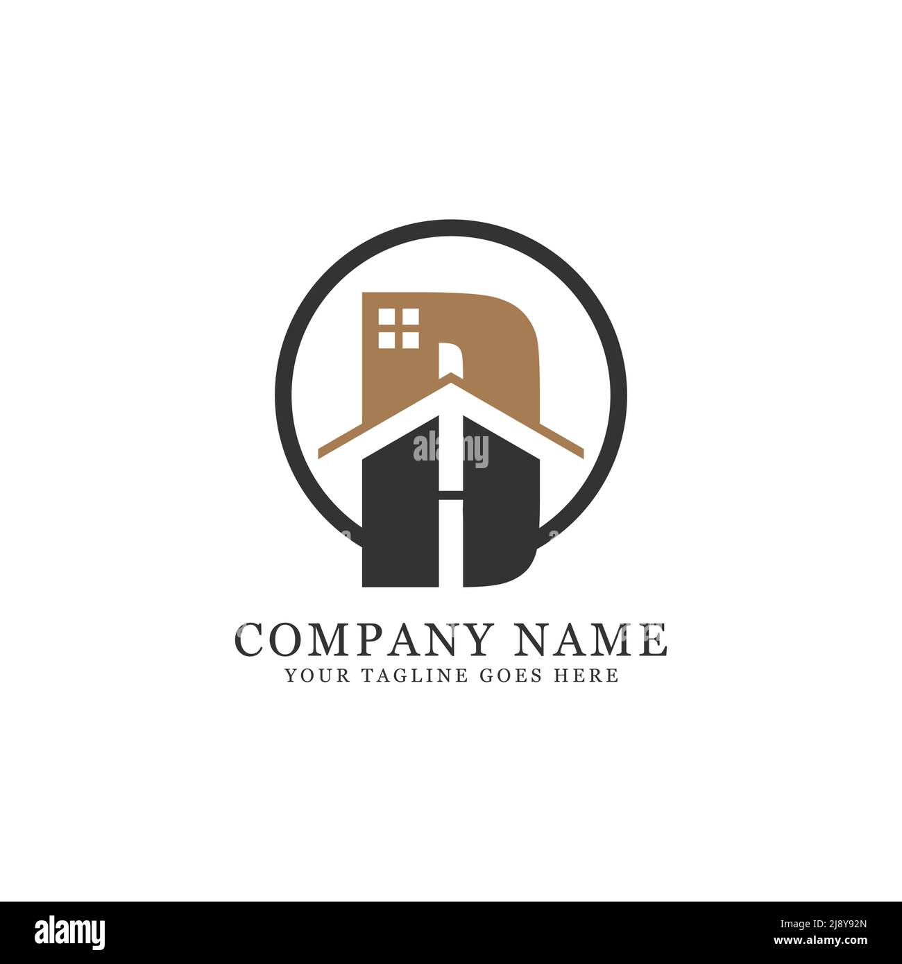 Logo immobiliare con nome di gruppo iniziale D e H, lettera DH logo vettore Illustrazione Vettoriale