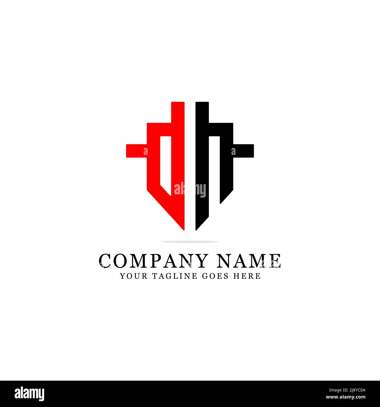 Nome iniziale DH vettore di disegno del logo, lettera di ispirazione del logo D e H Shield Illustrazione Vettoriale
