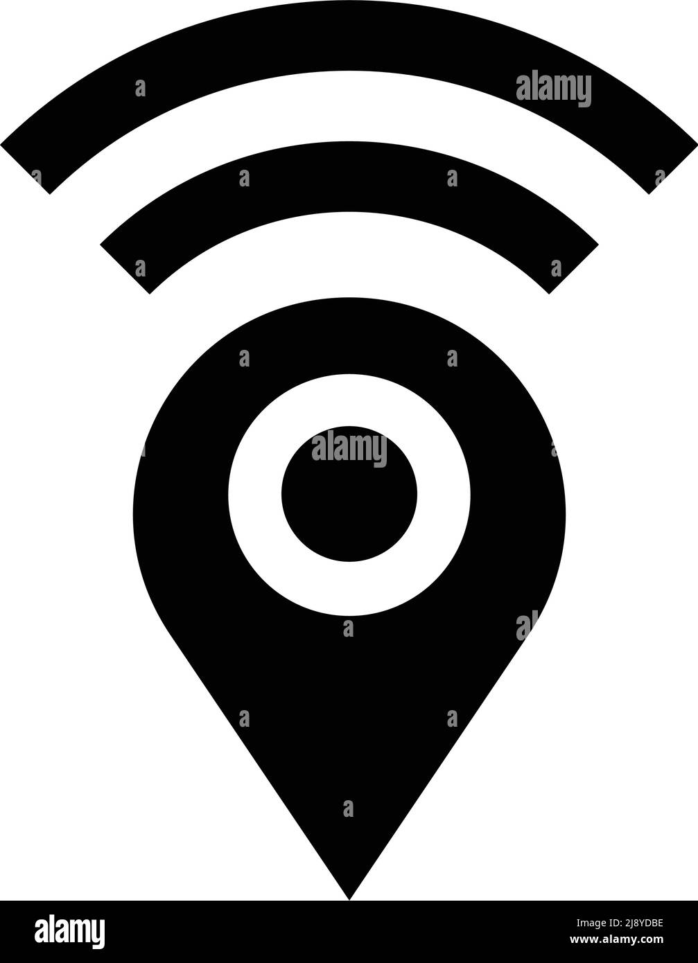 Icona Mappa puntina e sagoma radio. Vettore modificabile. Illustrazione Vettoriale