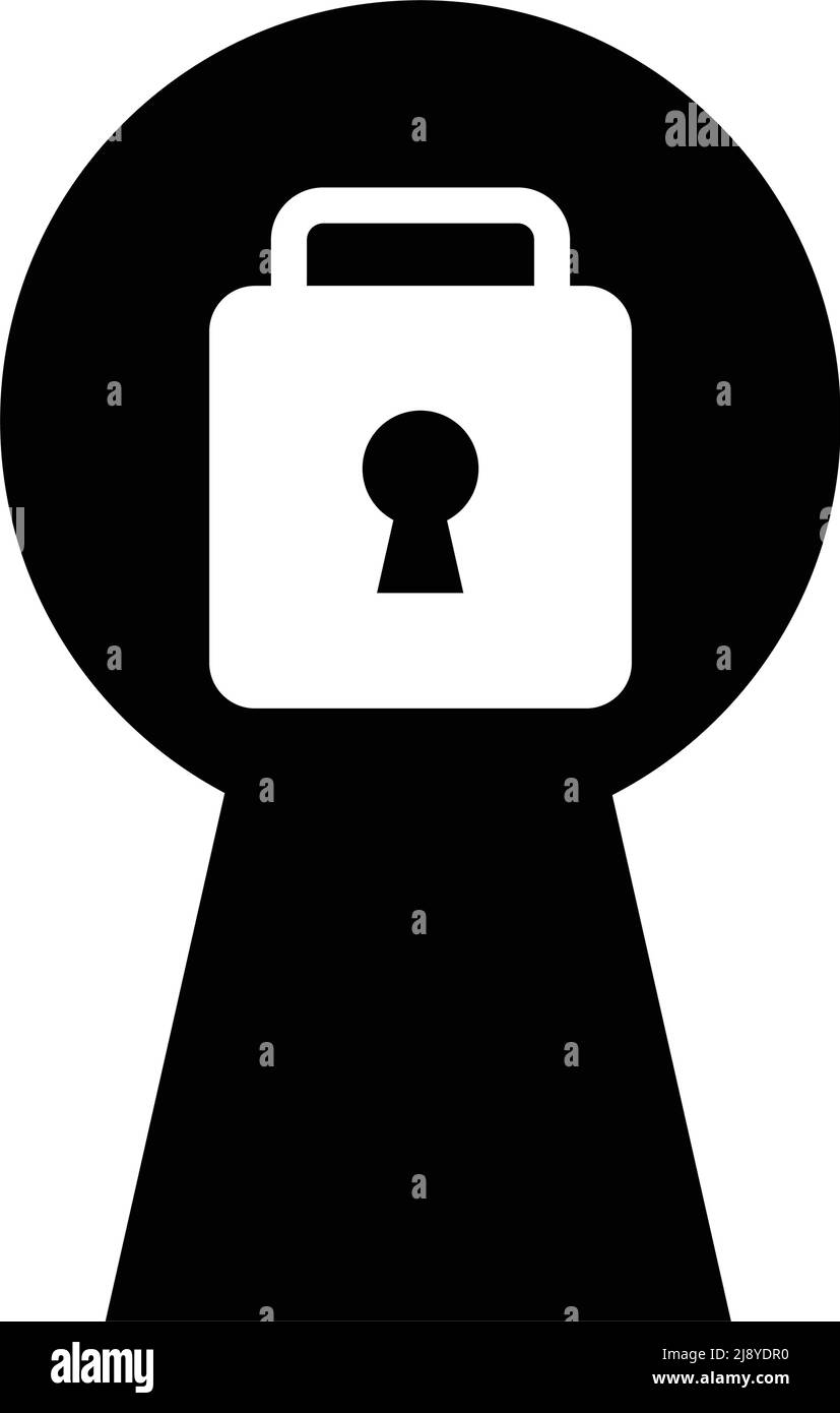 Icona vettoriale di un lucchetto bianco in un foro nero. Vettore modificabile. Illustrazione Vettoriale