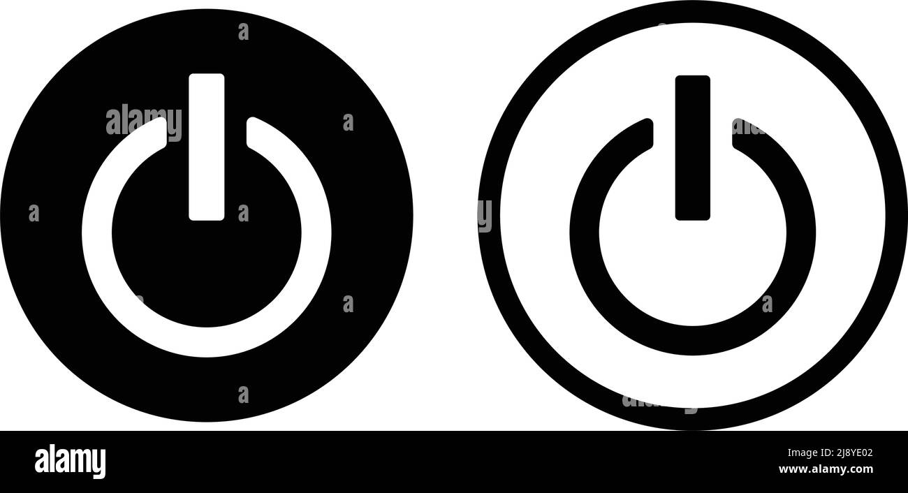 Icona di alimentazione rotonda in bianco e nero. Set di illustrazioni vettoriali. Vettore modificabile. Illustrazione Vettoriale