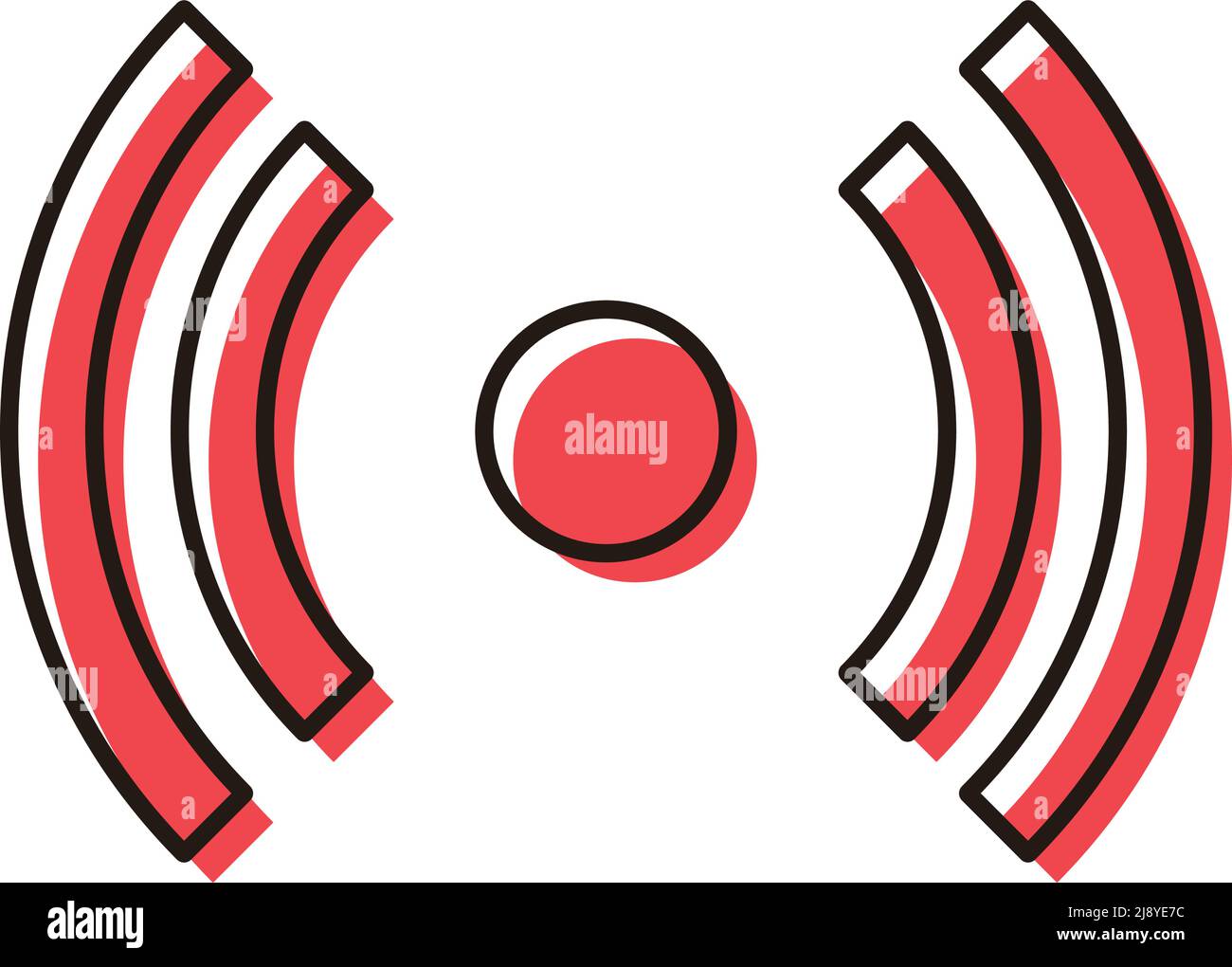 Elegante icona rossa della radio. Vettore modificabile. Illustrazione Vettoriale