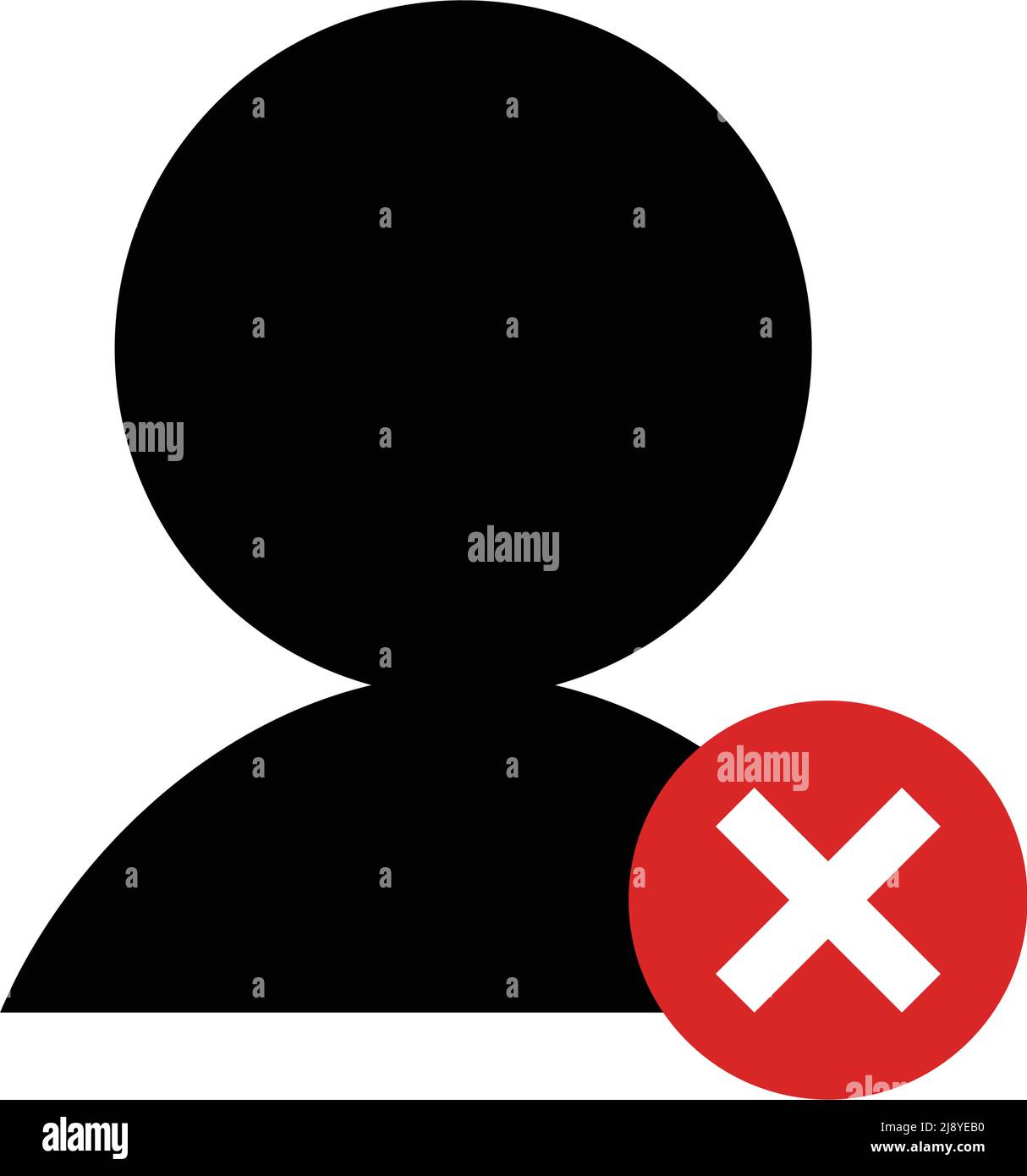 Icona di silhouette utente e icona di simbolo vietato. Vettore modificabile. Illustrazione Vettoriale