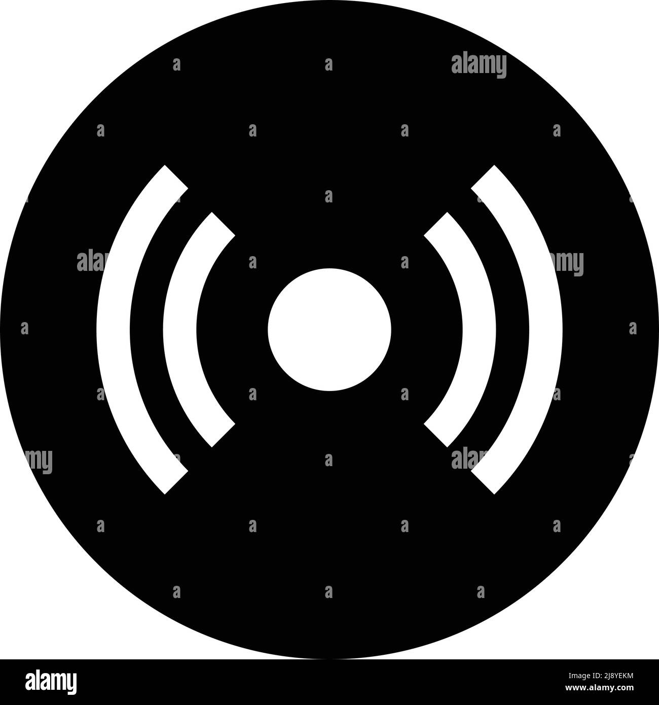 Icona della forma d'onda della radio a cerchio nero. Vettore modificabile. Illustrazione Vettoriale