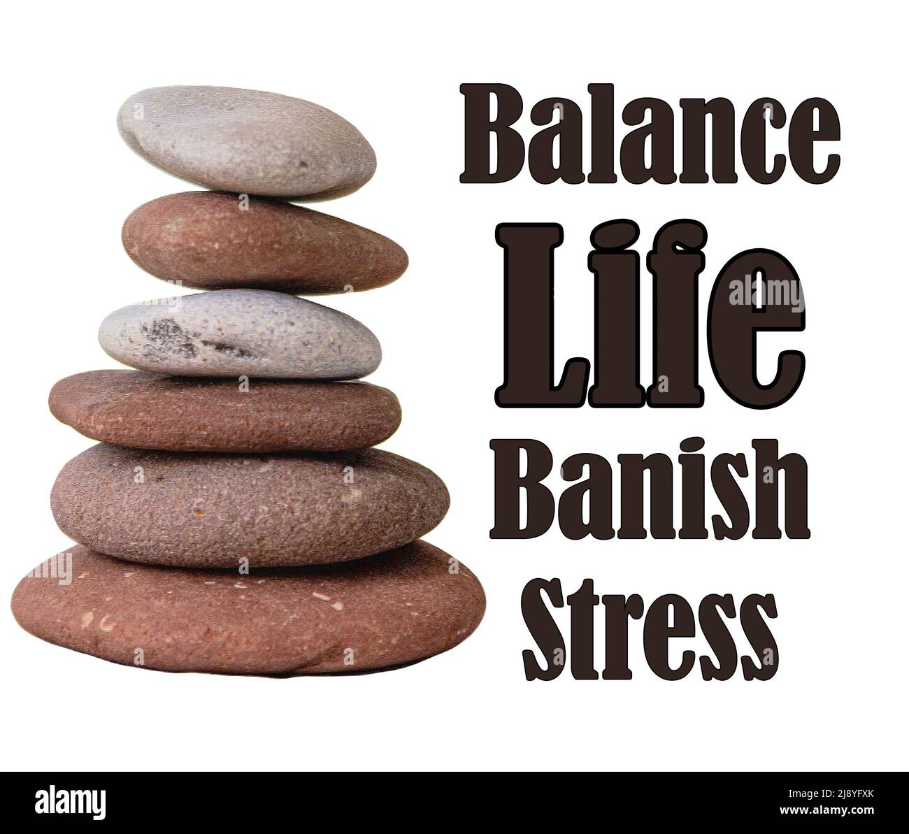 Equilibrio vita, banish stress - slogan / Quotazioni / Illustrazione. Foto Stock