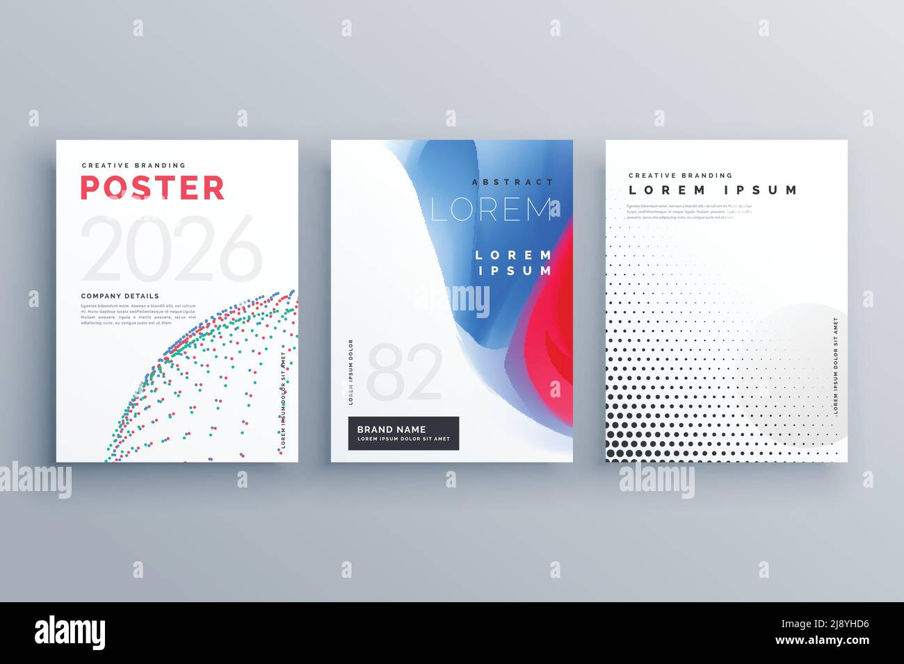 Il minimo modello brochure creative design di copertura in formato A4 realizzati con dei puntini, mezzitoni e forme astratte colore Illustrazione Vettoriale
