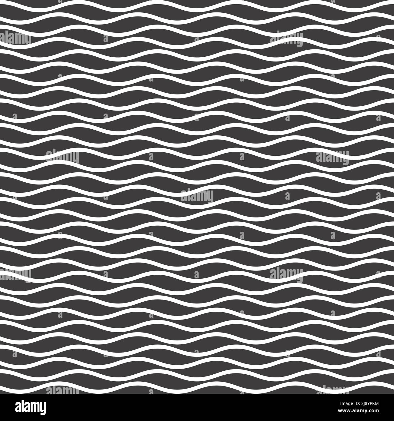Linee ondulate sfondo senza giunture in bianco e nero. Modello vettoriale a tessere. Illustrazione Vettoriale