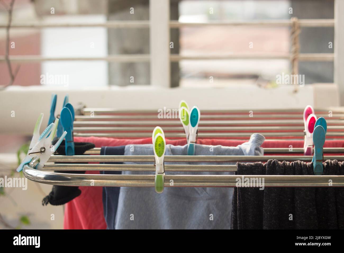 Immagine verticale della clip di fissaggio in tessuto. Foto Stock